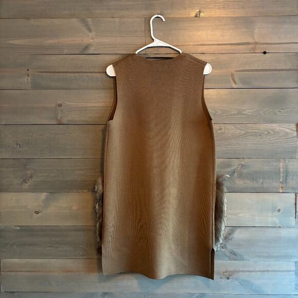 KOBI HALPERIN | Women's Tan Knit Sweater Vest with Fur-Lined Pockets Size Small - Picture 5 of 5